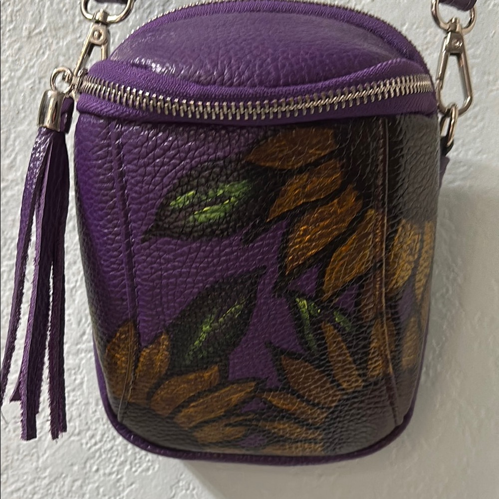 Purple Leather Crossbody Bag